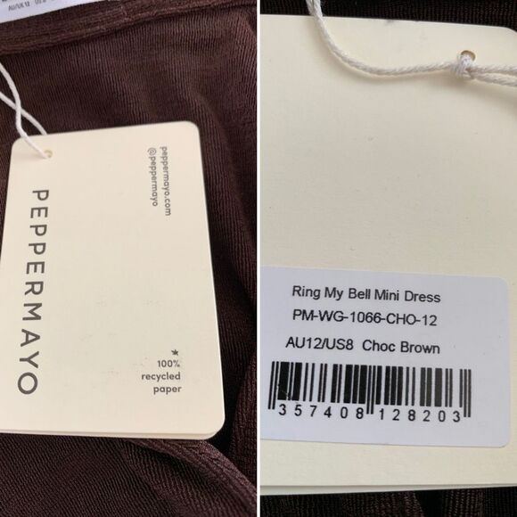Peppermayo Ring My Bell Mini Dress in Chocolate Brown Size‎ 8 - Picture 8 of 12